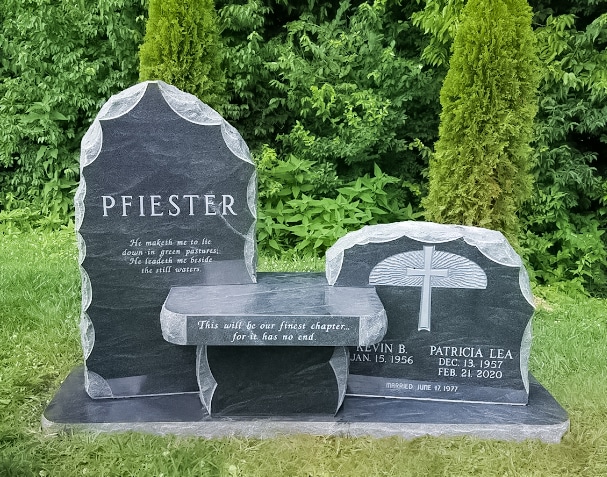 Pfeister Variegated Black Bench Headstone