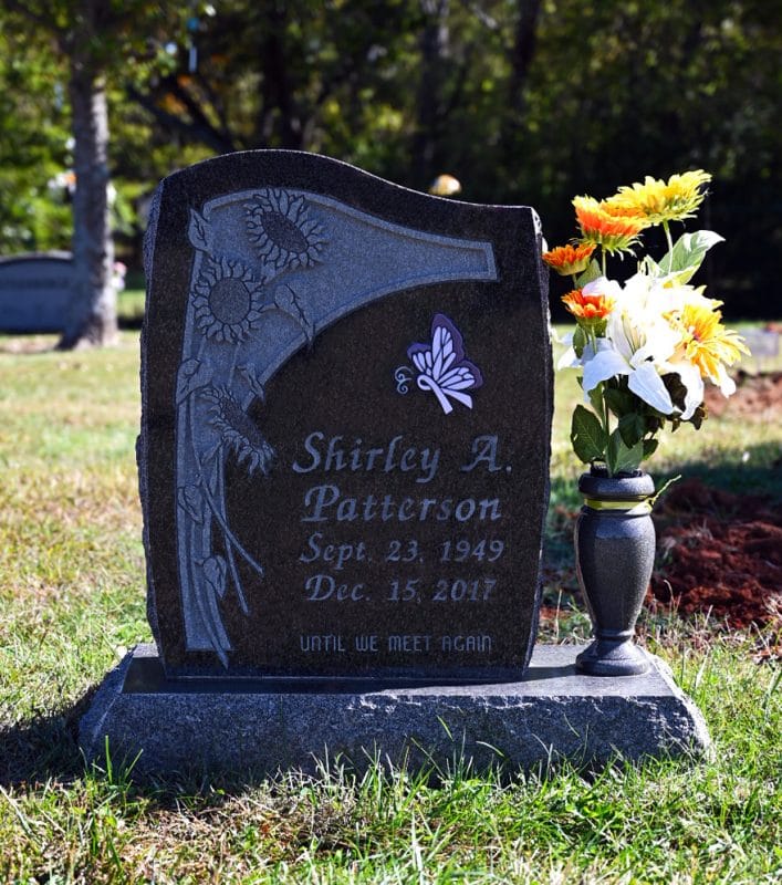 Patterson Beautiful Headstone with Purple Inlaid Glass Butterfly Design