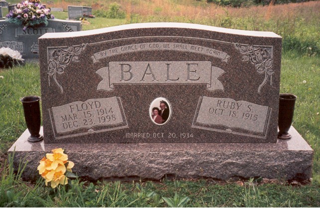 Bale Headstone with "We Shall Meet Again" Quote