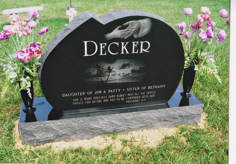 Decker Child Back of Headstone with Ocean Landscape Design